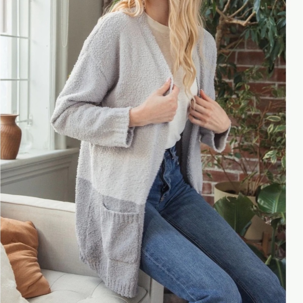 🛍️NWT⚡️Thread & Supply Grey Open Front Cozy Pocket Cardigan L/XL